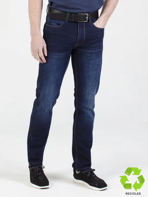 Tapered Fit Mid Stretch Recycled Denim Camaro Dark Jeans