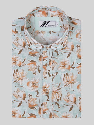 Floral light green short sleeve shirt