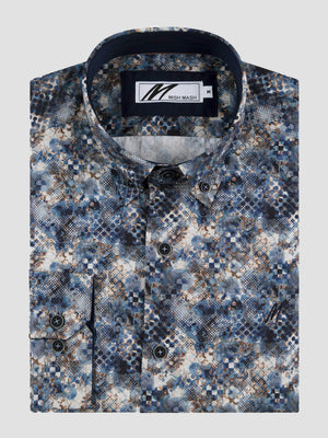 Regular Fit Hellcat Navy Printed Long Sleeve Shirt