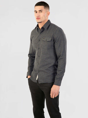 Regular Fit Montana Khaki Check Flannel Long Sleeve Shirt