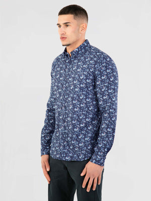 Regular Fit Thunder Navy Printed Long Sleeve Shirt