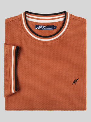 Regular Fit Textured Cotton Jersey Stockholm Camel T-Shirt