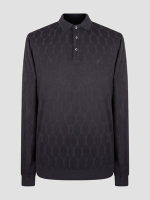 black_knitted_long sleeve_polo
