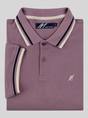 Regular Fit Textured Cotton Jersey Stockholm Dusky Pink Polo
