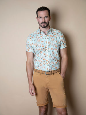 Floral light green short sleeve shirt. Menswear UK