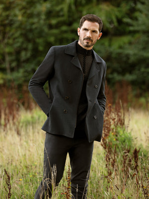 Regular Fit Boss Charcoal Tailored Double Breasted Coat