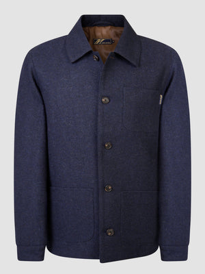 A wool blend navy jacket for men.