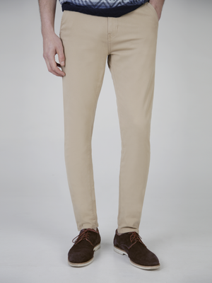 Slim Fit Mid Stretch Casual Cotton Bromley Stone Chino Trouser