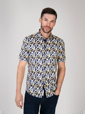 Marine Navy & Orange S/S Shirt