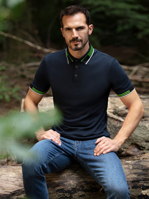 Regular Fit Oslo Navy/Green Jersey Polo
