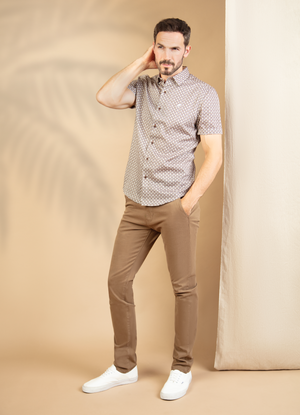 Tapered Fit Mid Stretch Casual Cotton Bromley Nutmeg Chino Trouser