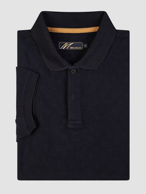 Twister Navy short sleeve polo shirt with engineered rib collar and side panel details.