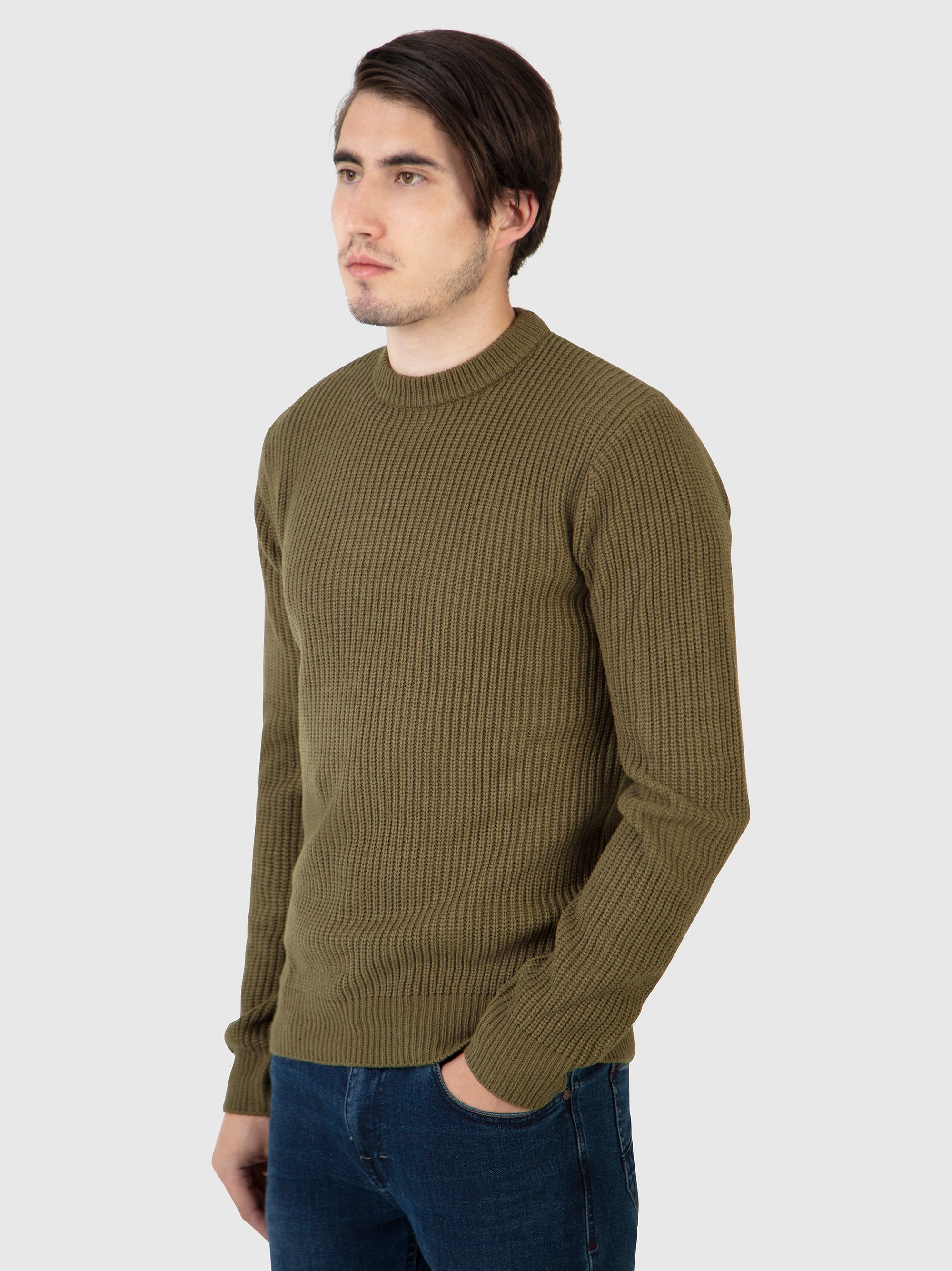 Regular Fit Break Murky Green Knitted Sweater