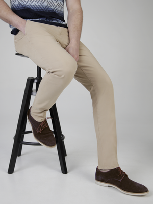 Slim Fit Mid Stretch Casual Cotton Bromley Stone Chino Trouser