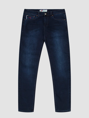 Tapered Fit Mid Stretch Lot XX Blue Black Jeans