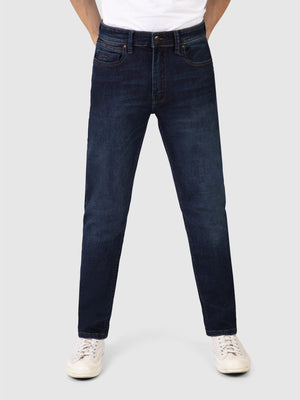 Tapered Fit Mid Stretch Santana Dark Denim Jeans