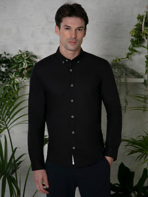 Regular Fit Summit Black Oxford Long Sleeve Shirt