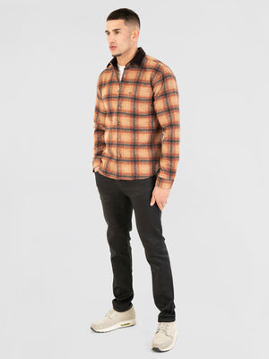 Regular Fit Tartarus Camel Flannel Check Long Sleeve Shirt