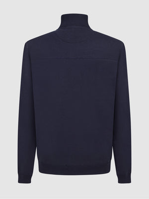 Regular Fit Triumph Navy Quarter Zip Sweater