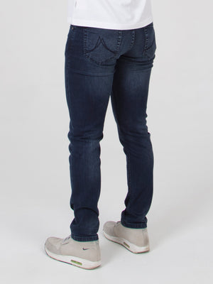 Stretch mens navy resin coated slim fit denim jean mish mash lot xx