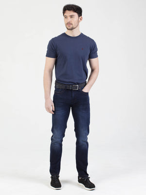 Stretch mens classic blue black dark wash slim fit denim jean mish mash