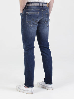 Stretch mens mid wash tapered fit denim jean mish mash