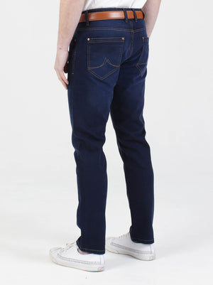 Straight Fit Mid Stretch Alento Navy Jeans