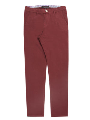 Cotton stretch mens chino trouser burgundy mish mash jeans