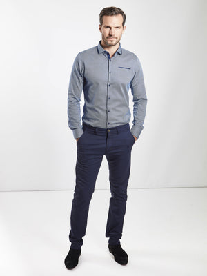 Cotton stretch mens chino trouser cobalt blue mish mash jeans