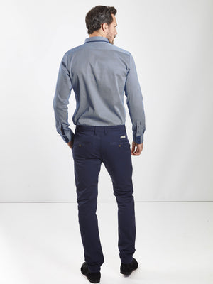 Cotton stretch mens chino trouser cobalt blue mish mash jeans