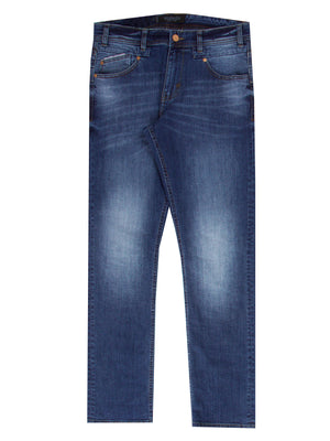 Stretch mens mid wash fashion tapered fit denim jean mish mash