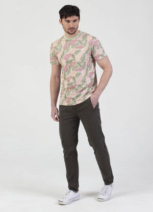 Tapered fit mens casual comfortable stretch drawstring trouser khaki green mish mash jeans