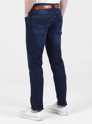 Stretch mens blue blue indigo wash tapered fit denim jean mish mash