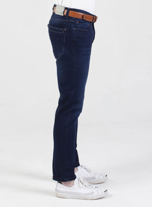 Stretch mens blue blue indigo wash tapered fit denim jean mish mash