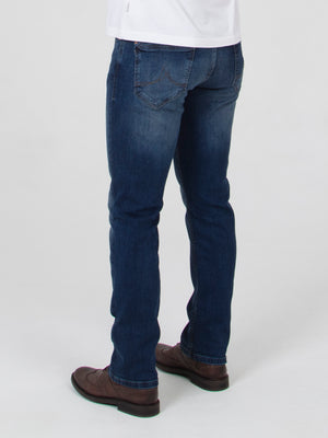 Stretch mens mid wash straight fit denim jean mish mash