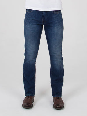 Stretch mens mid wash straight fit denim jean mish mash