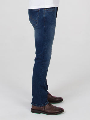 Stretch mens mid wash straight fit denim jean mish mash