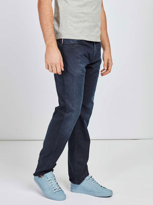 Stretch mens navy resin coated straight fit denim jean mish mash lot xx