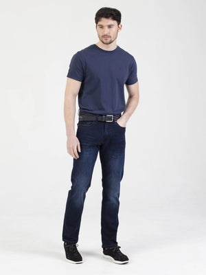 Stretch mens blue black dark wash straight fit denim jean mish mash