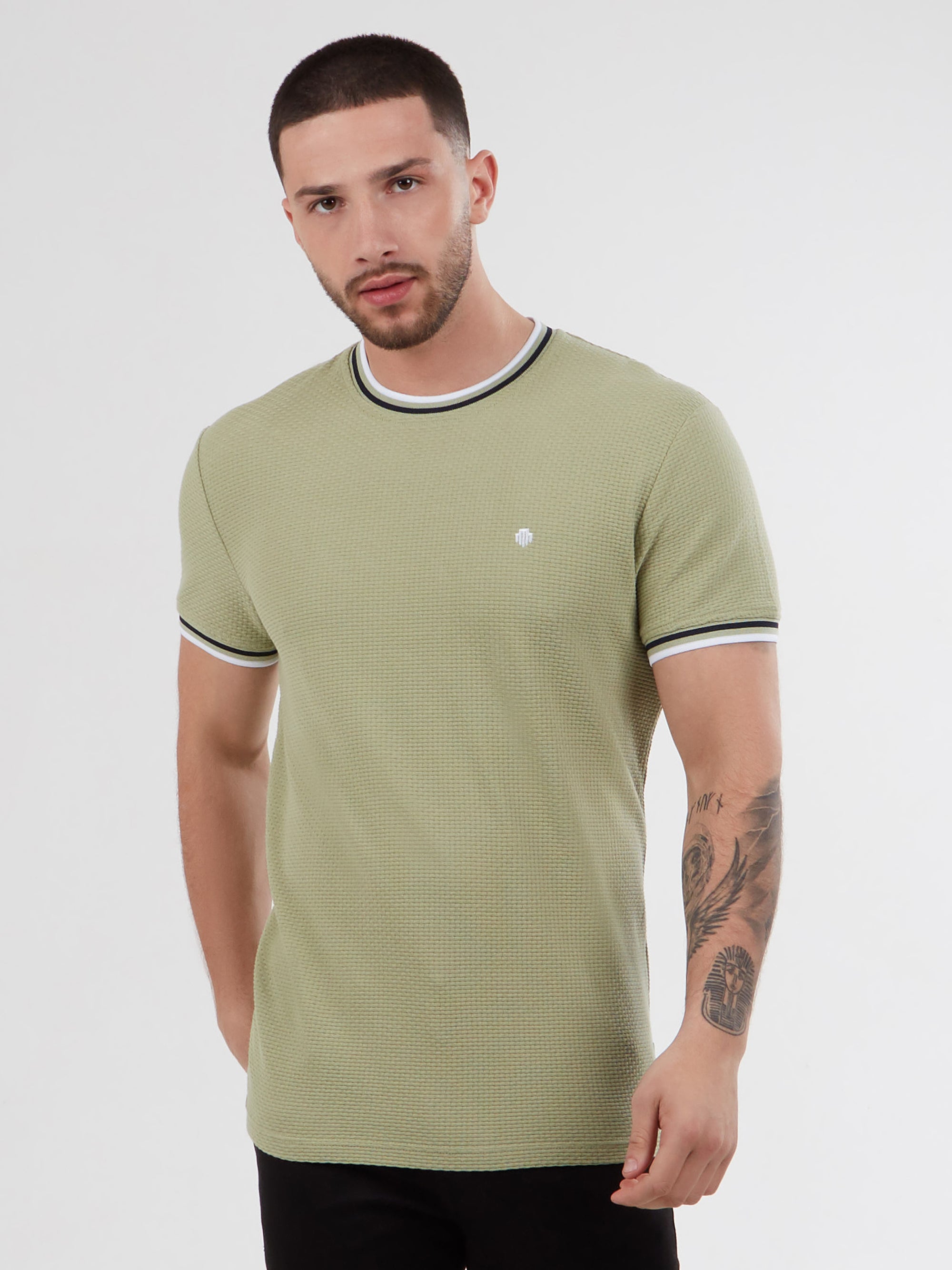 Regular Fit Textured Cotton Jersey Stockholm Pale Green T-Shirt