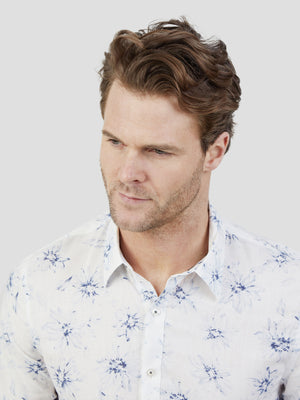 Regular Fit Bora White/Blue Floral Long Sleeve Shirt