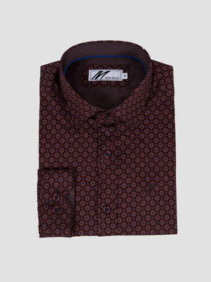 Regular Fit Disco Burgundy Printed Long Sleeve Shirt