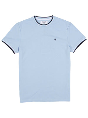 Regular Fit Textured Cotton Jersey Stockholm Sky Blue T-Shirt
