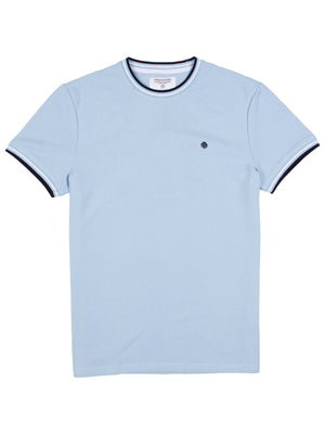 Regular Fit Textured Cotton Jersey Stockholm Sky Blue T-Shirt