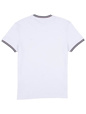 Regular fit waffle-like texture cotton white short sleeve T-shirt mish mash jeans