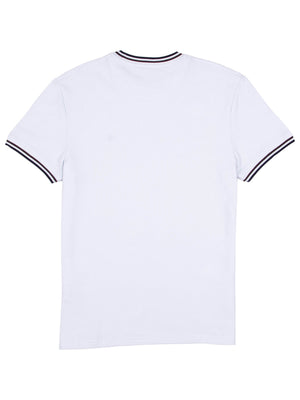 Regular fit waffle-like texture cotton white short sleeve T-shirt mish mash jeans
