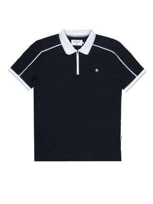 Regular fit mens cotton jersey sport inspired navy blue short sleeve polo mish mash jeans