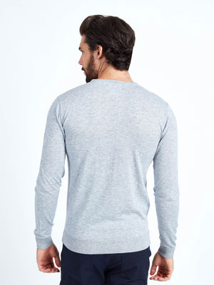 Regular fit wool blend grey long sleeve knitted crew neck mish mash