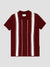 Regular fit wool blend burgundy and white stripe short sleeve knitted polo mish mash