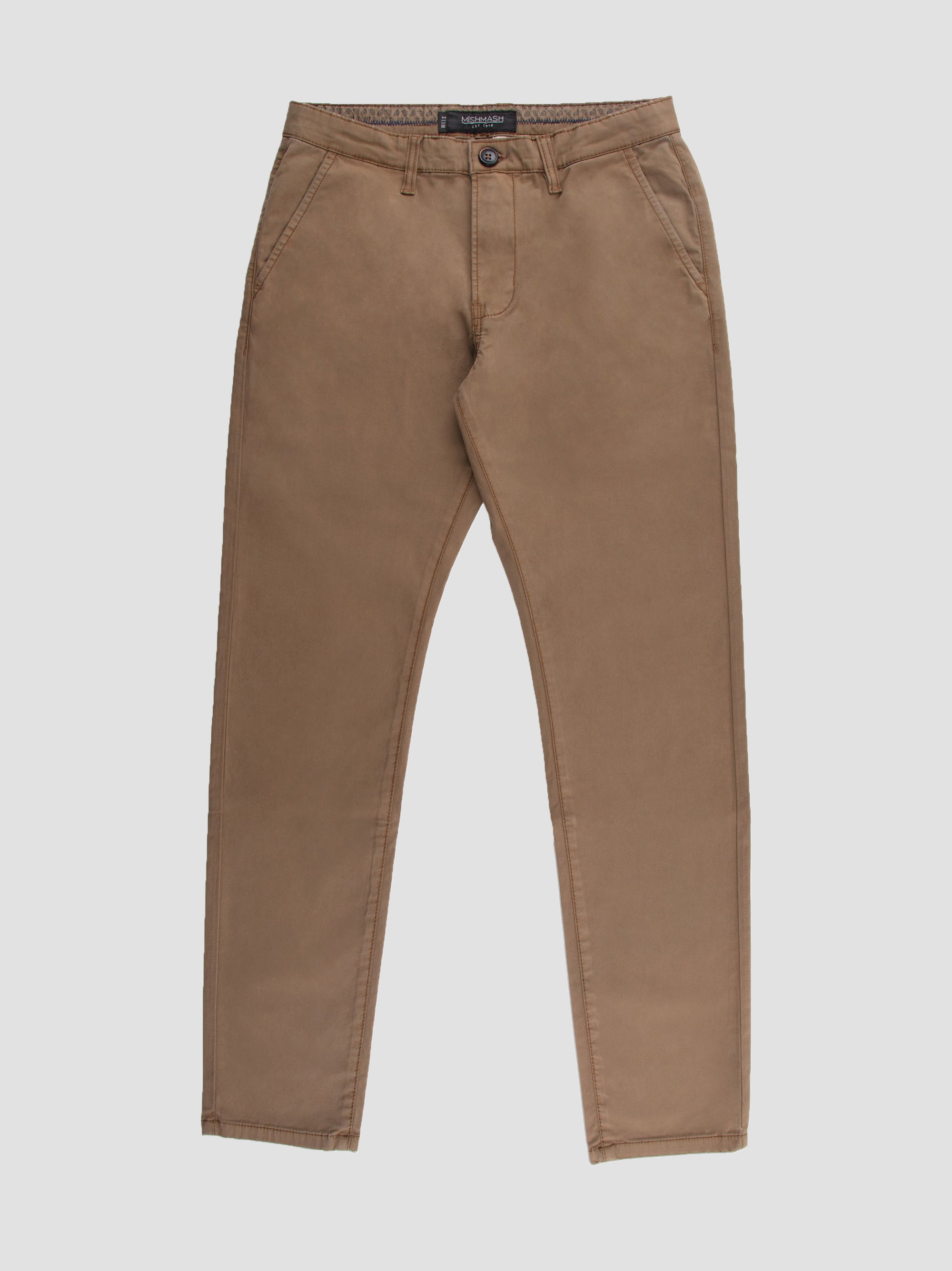 Tapered Fit Mid Stretch Casual Cotton Bromley Nutmeg Chino Trouser
